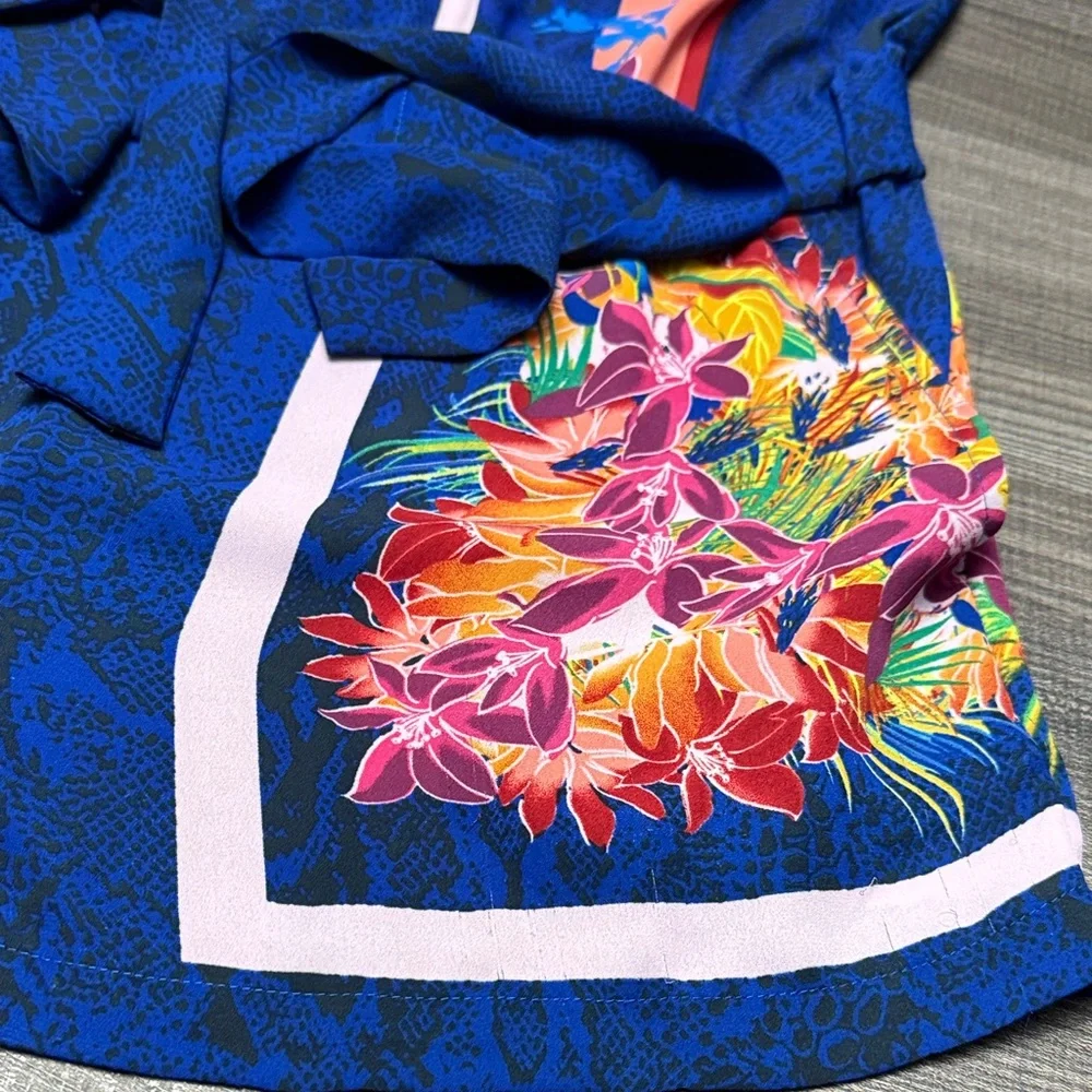 BCBGMaxAzria Kids One Piece in Blue and Orange Floral - Picture 4 of 7